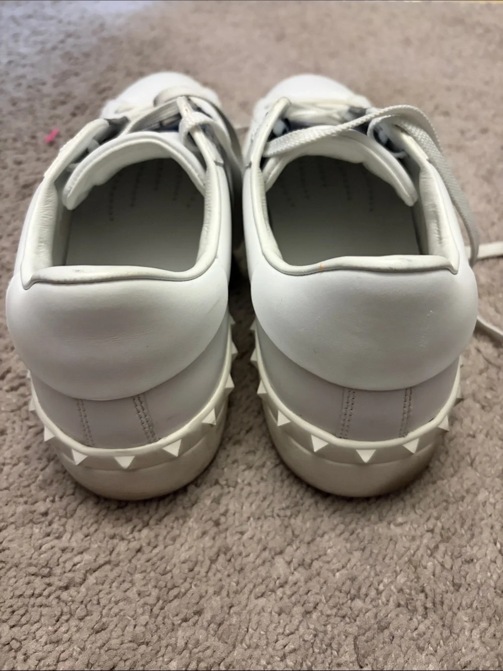 Men’s Valentino White Sneakers with Black Patent Band